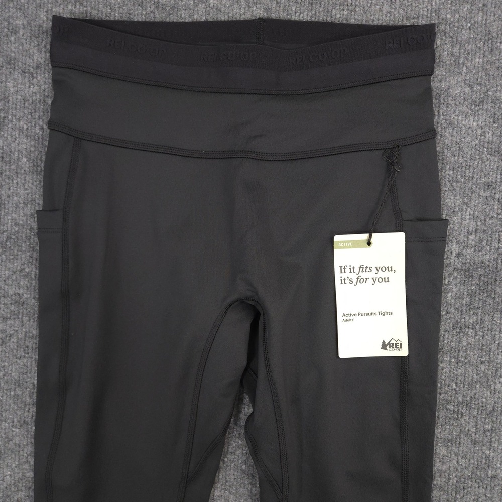 REI Active Pursuits Tights Unisex Small Black Pockets Performance 27" Inseam NEW - Picture 2 of 14